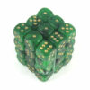 Vortex Green/gold D6 12mm Dobbelsteen Se