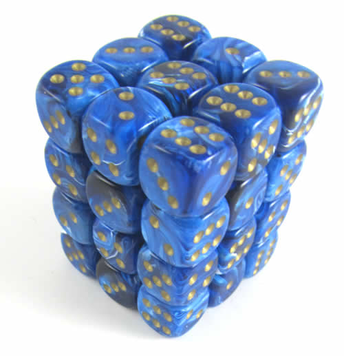 Vortex Blue/gold D6 12mm Dobbelsteen Set