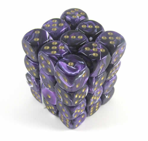 Vortex Purple/gold D6 12mm Dobbelsteen S