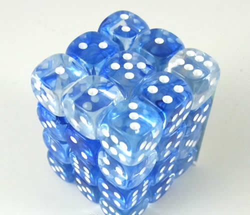 Nebula Dark Blue/white D6 12mm Dobbelste
