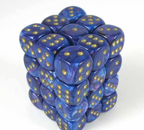 Lustrous Purple/gold D6 12mm Dobbelsteen