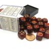 Glitter Ruby/gold D6 12mm Dobbelsteen Se
