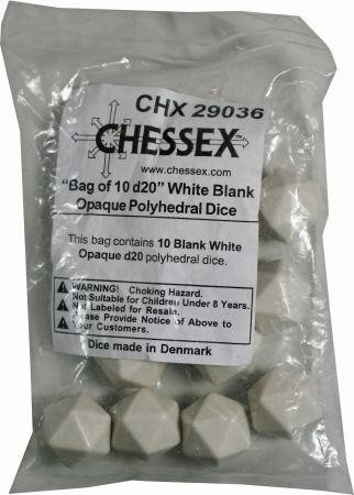 Opaque White Blanc D20 Dobbelsteen Set (