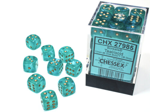 Borealis D6 12mm Teal/gold Luminary Dobb