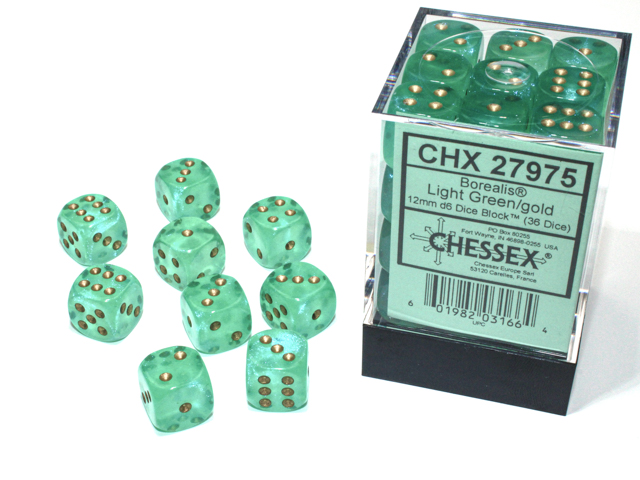 Borealis D6 12mm Light Green/gold Lumina