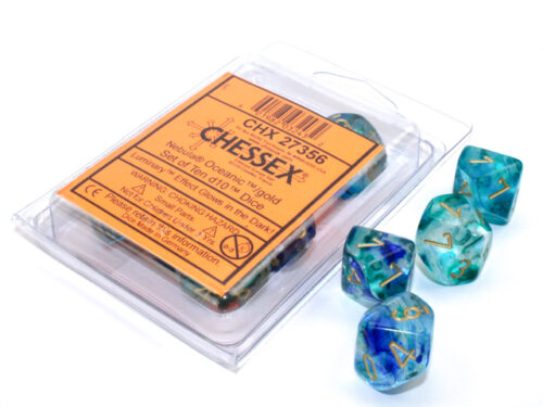 Nebula Oceanic/gold Luminary D10 Dobbels
