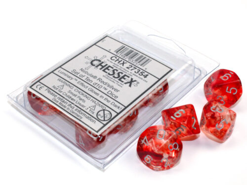 Nebula Red/silver Luminary D10 Dobbelste