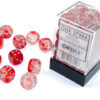 Nebula Red/silver Luminary D6 12mm Dobbe