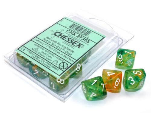 Nebula Spring/white Luminary D10 Dobbels