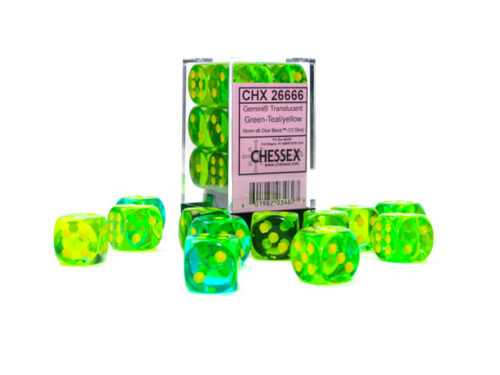 Gemini Translucent Green-Teal/yellow D6