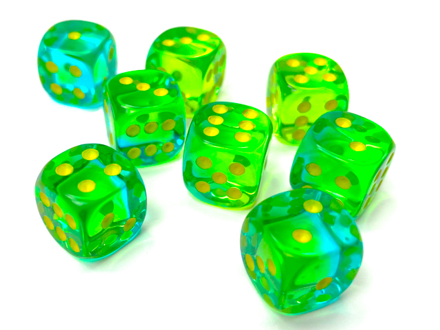 Gemini Translucent Green-Teal/yellow D6