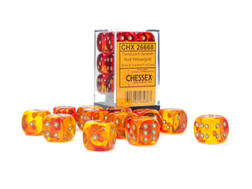 Gemini Translucent Red-Yellow/gold D6 16