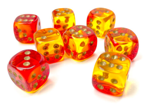 Gemini Translucent Red-Yellow/gold D6 12