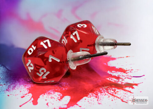 Stud Earrings Translucent Red Mini-Poly