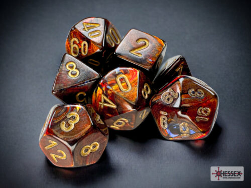 Scarab Mini-Polyhedral Blue Blood/gold D