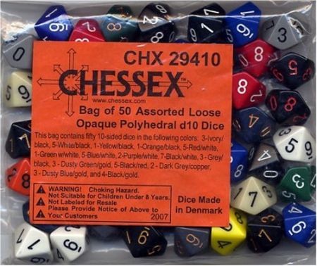 Opaque Assorti D10 Dobbelsteen Set (50 s (assortiment – willekeurige uitvoering)