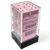 Opaque Pastel Pink/black D6 16mm Dobbels