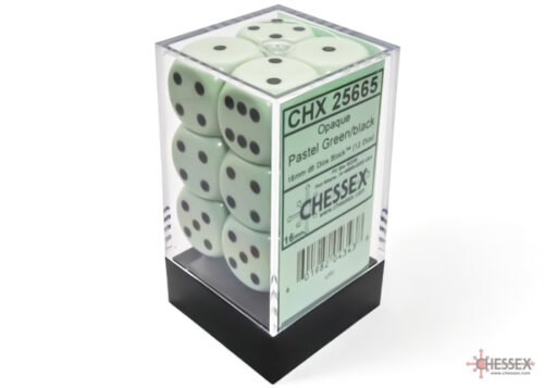 Opaque Pastel Green/black D6 16mm Dobbel
