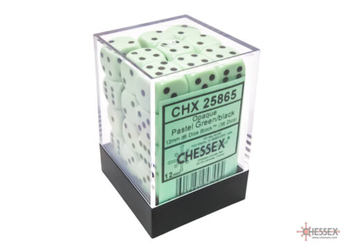 Opaque Pastel Green/black D6 12mm Dobbel