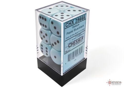 Opaque Pastel Blue/black D6 16mm Dobbels