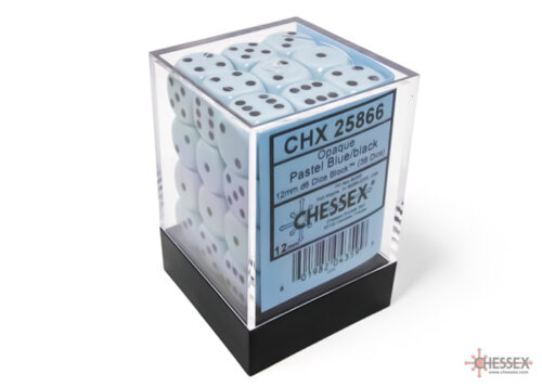 Chessex Opaque Pastel Blue/black D6 12mm Dobbelsteen Set (36 stuks) – vanaf 3 jaar