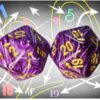 Vortex Purple/gold Countup&down d20
