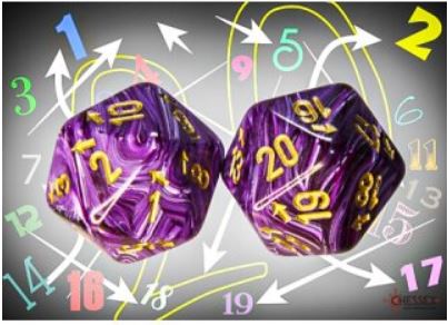 Vortex Purple/gold Countup&down d20