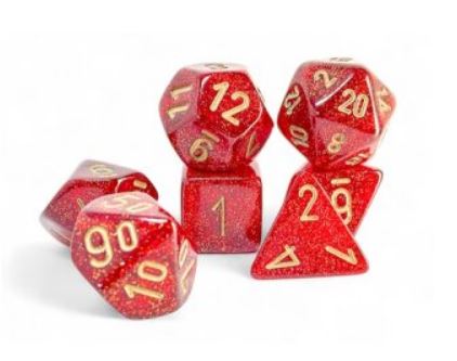 Glitter Ruby/gold Mega-Hedral Dobbelstee