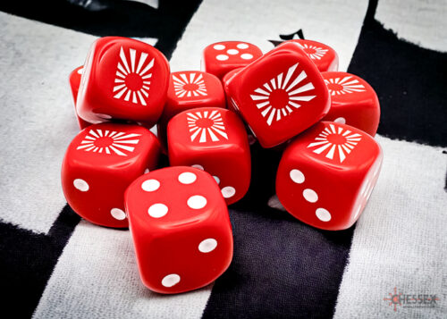 Japan War Dice Opaque Red/white 16mm d6