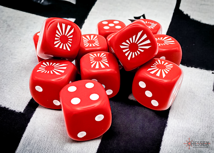 Japan War Dice Opaque Red/white 16mm d6