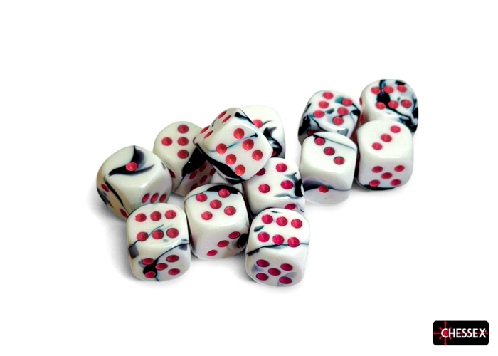 Gemini 16mm d6 Black-White/pink Dobbelst
