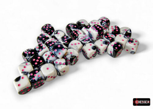 Gemini 12mm d6 Black-White/pink Dobbelst