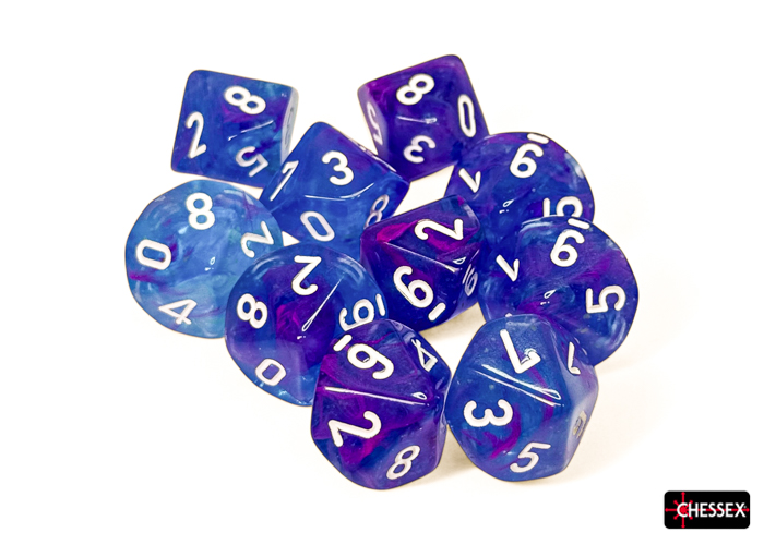 Nebula Aura/white Luminary D10 Dobbelste