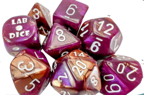 Gemini Copper-Purples/white Polyhedral D