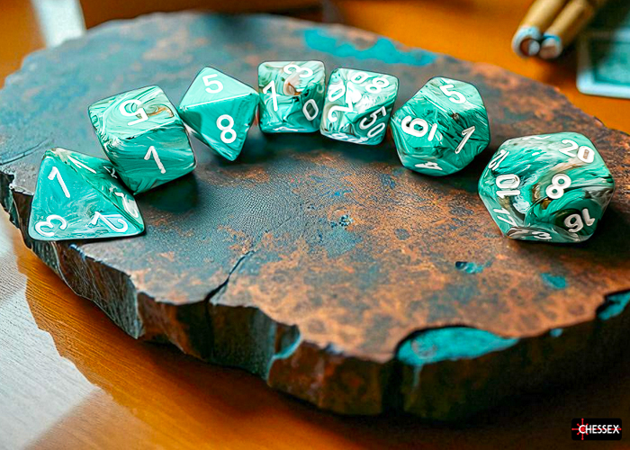 Marble Oxi-Copper/white Mega-Hedral Dobb