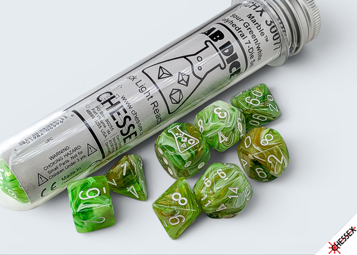 Marble Sour Green/white Polydice Dobbels