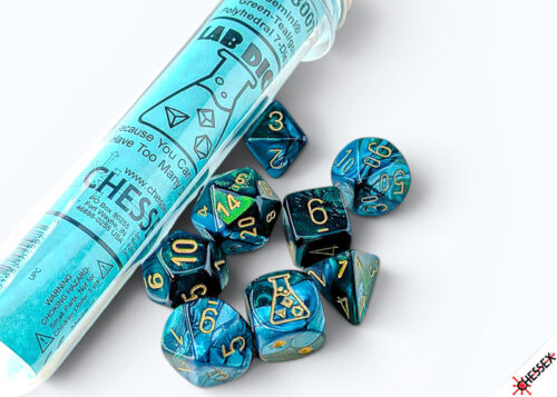 Gemini Green-Teal/gold Polydice Dobbelst