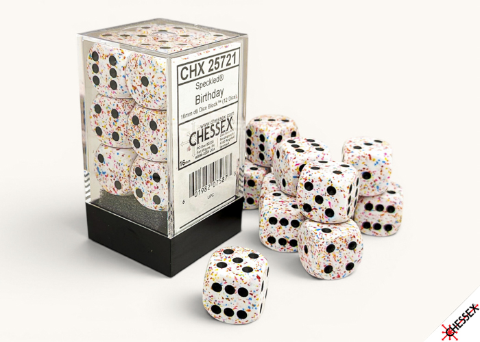 Speckled Birthday D6 16mm Dobbelsteen Se
