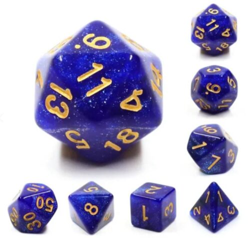 Black & Blue Galaxy RPG Dice Set