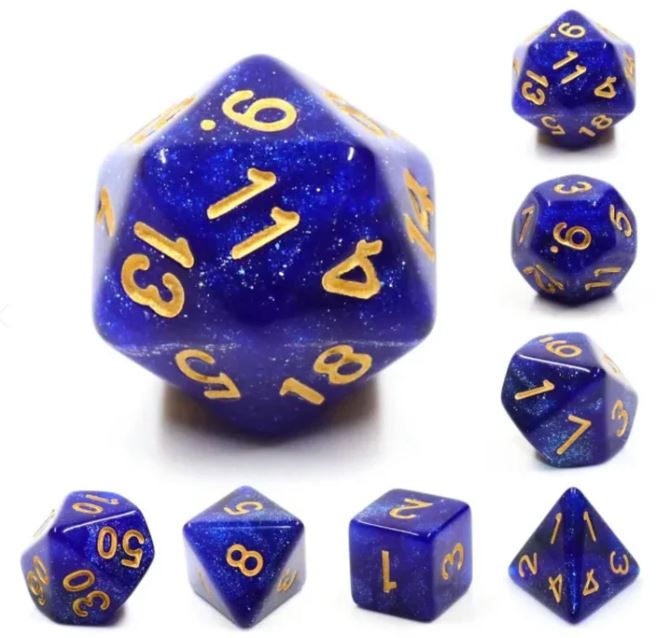 Black & Blue Galaxy RPG Dice Set