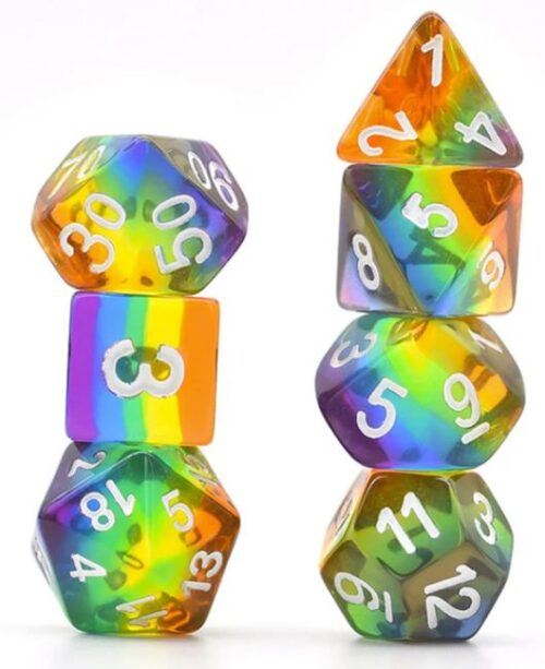 Translucent Rainbow RPG Dice Set