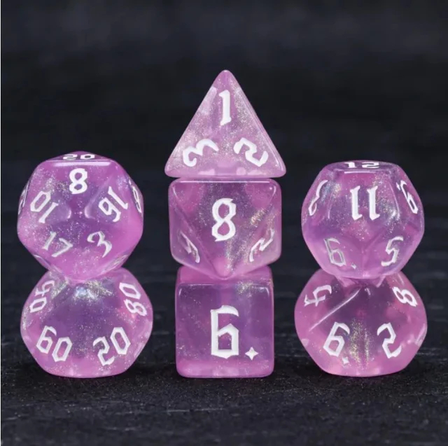 Violet Sparkle RPG Dice Set