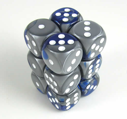 Gemini Blue-Steel/white D6 16mm Dobbelst