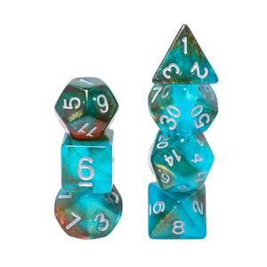 Glow in the Dark Blue Nebula RPG Dice Se