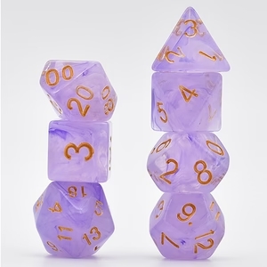 Purple Silk Translucent Dice RPG Dice Se