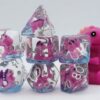 Pink T-Rex RPG Dice Set
