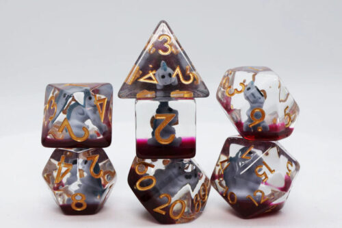 Gray T-Rex RPG Dice Set