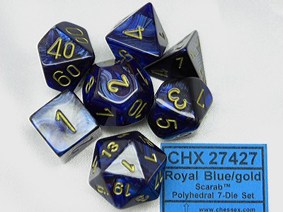Scarab Royal Blue/gold Polydice Dobbelst