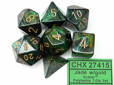 Scarab Jade/gold Polydice Dobbelsteen Se