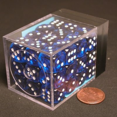 Translucent Blue/white D6 12mm Dobbelste